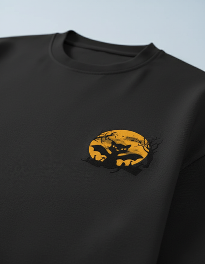 Halloween Cat Unisex Terry Oversized Tee